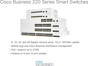 CISCO DESIGNED Business CBS220-24T-4G Smart Switch