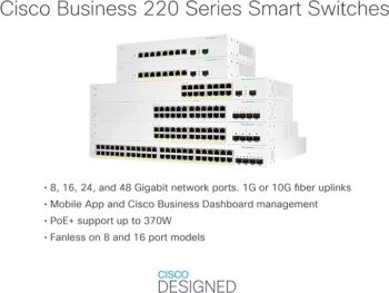 CISCO DESIGNED Business CBS220-24T-4G Smart Switch