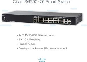 Switch Cisco 250 Series (SG250-26-K9-NA) 24 101001000 2-SFP L3 Gerenciável (1)