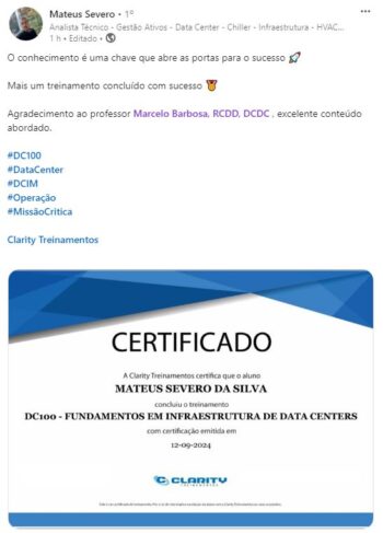 Curso DC100 – Fundamentos em Infraestrutura de Data Centers. EAD gravado. comece hoje mesmo. aprenda sobre data centers.