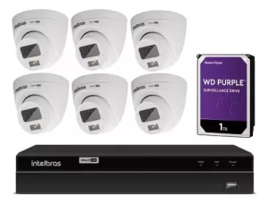 Kit Cftv Dvr 8 Canais C/ Hd 1tb 6 Cameras Vhd 3220 Intelbras