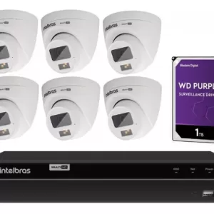 Kit Cftv Dvr 8 Canais C/ Hd 1tb 6 Cameras Vhd 3220 Intelbras