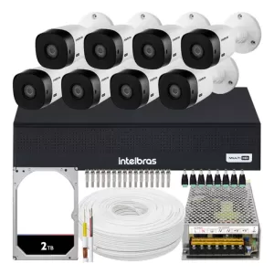 Kit Cftv Intelbras 8 Câmeras Vhl 1220 Full Hd Mhdx 1008c 2tb