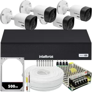 Kit Intelbras 4 Câmeras Vhc 1120 Hd 1mp 20m Dvr De 4 Canais