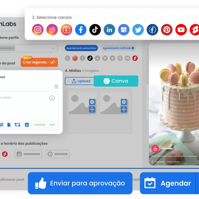 Gestão completa de redes sociais com  agendamento de posts by Mlabs.